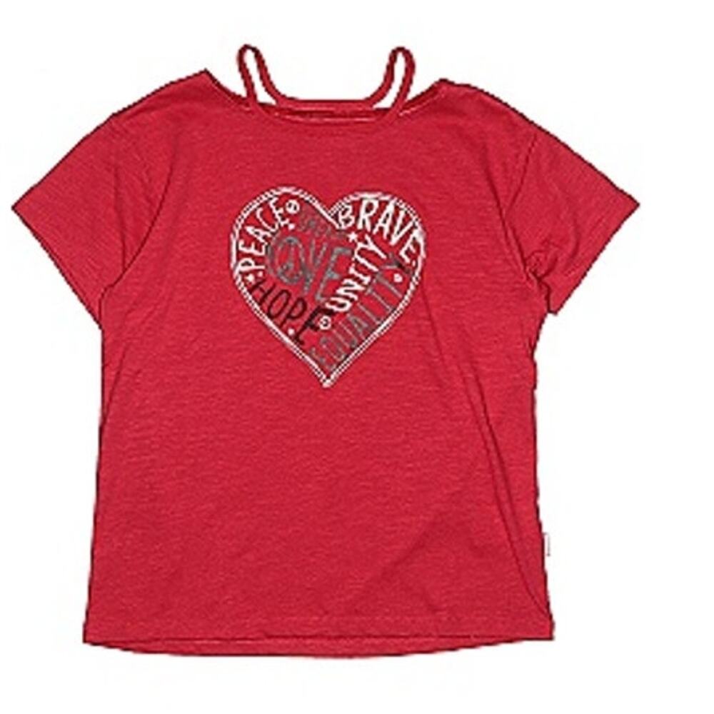 BCBGirls Red Short Sleeve T-Shirt Medium (Youth) Encouragement LOve Hope Heart